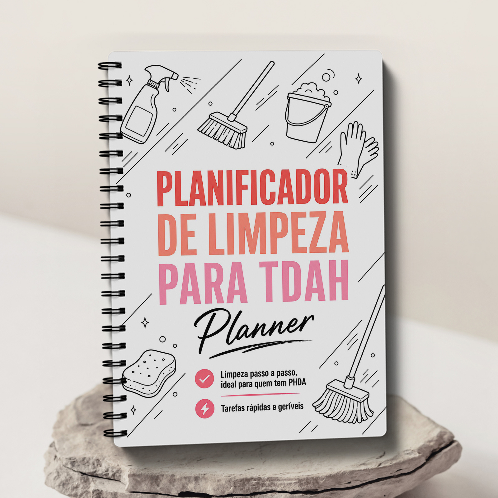 TEMU Versão Portuguesa Caderno de Planeamento de Limpeza para TDAH | Organizador de Limpeza e Desorganização Doméstica para Estudantes, Trabalhadores