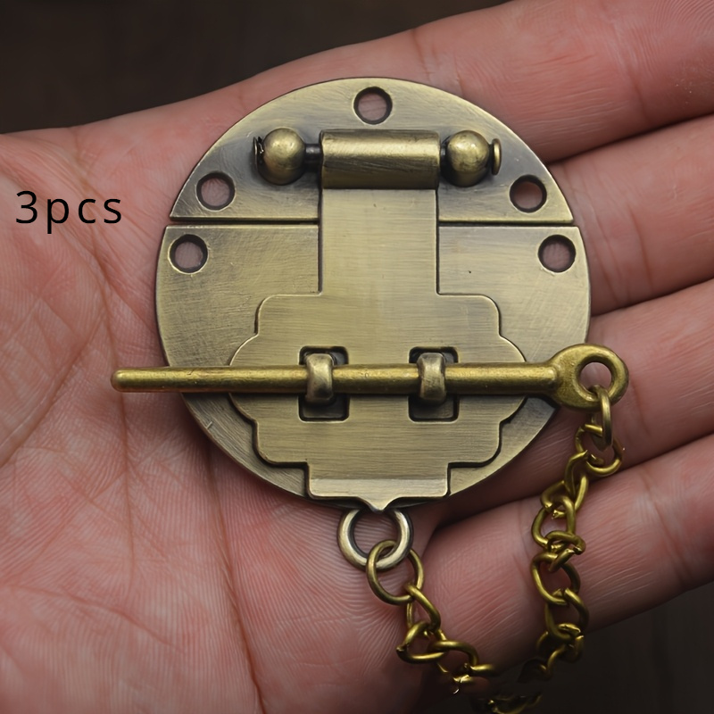 Image of 3pcs Vintage-style Brass Alloy Locks - , , Decorative Latch For Jewelry Boxes, Gift Boxes, Suitcases | Intricate Design, Secure Drawer And Storage Box Lock, Luggage Locks
