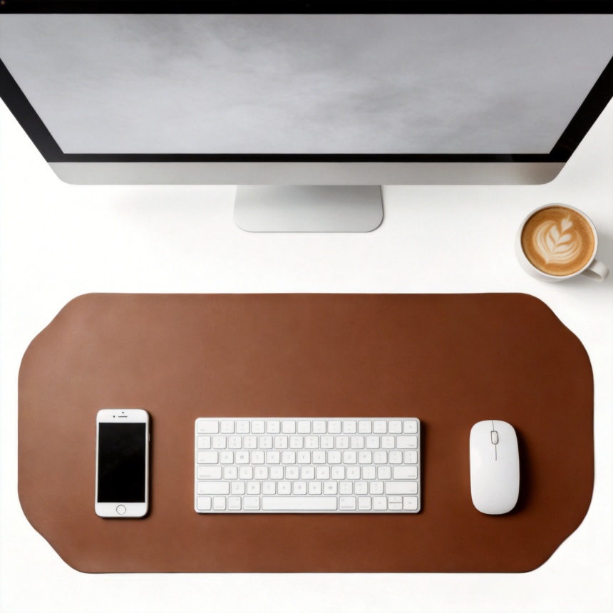 TEMU 1pc Curve Faux Leather Desk Mat, Minimalist Wear-resistant Pu Keyboard Pad, Anti-slip Desk Mat For Home Office, Gaming And . Perfect