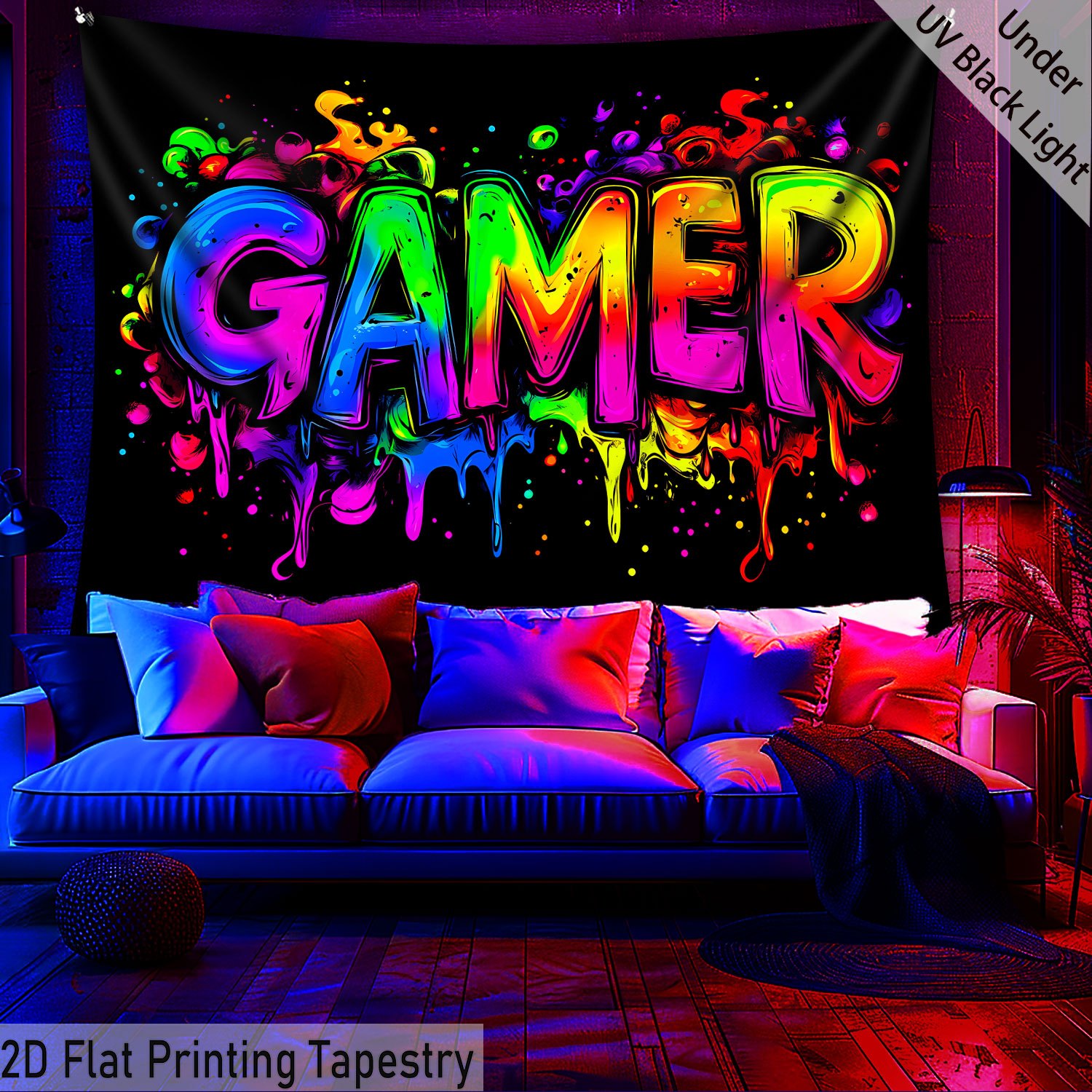 Tenture murale fluorescente uv pour décoration d'intérieur_voghion.com