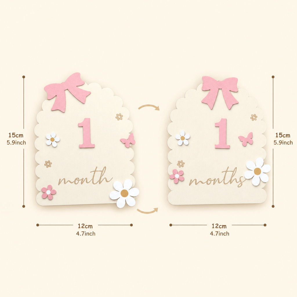 TEMU Accessoire photo en bois pour , panneau d'enregistrement de croissance Hello World, panneau d'âge par mois, décoration d'anniversaire pour