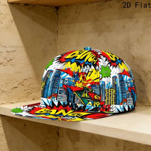 modern cap with snapback closure adjustable flat brim hat suitable for travel school gifts lightweight cap for back to school graduation christmas fits most urban streetwear design 2d flat