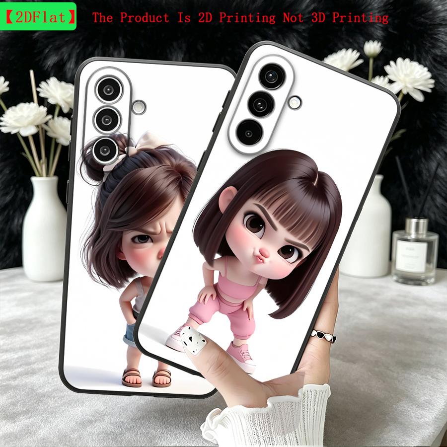 phone case 2d flant phone cover case suitable for samsung for galaxy a36 a33 a15 a56 a27 a37 a57 a17 a51 a42 a13 a37 a32 a14 a55 a57 a04 a53 a25 a06 a52 a26 a12 a35 a34 a16 a54 a24 a05 cute litter girl pattern