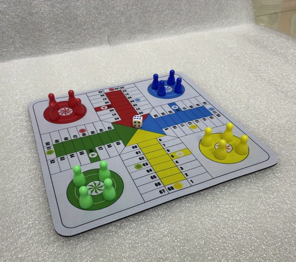 LUDO & Parcheesi Game Mat - Dual-Purpose Rubber Board (9.45