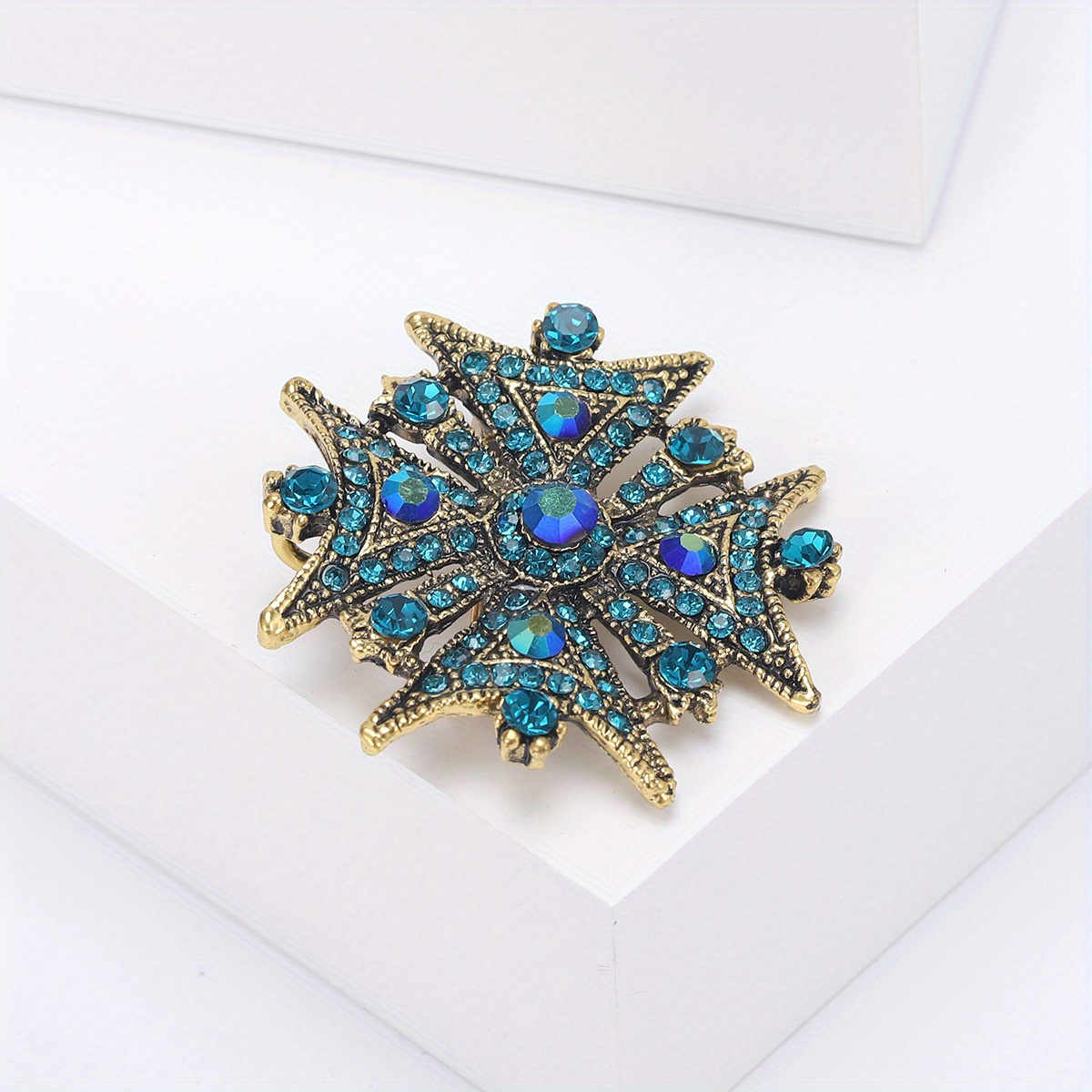 Vintage Snowflake Rhinestone Brooch for Women