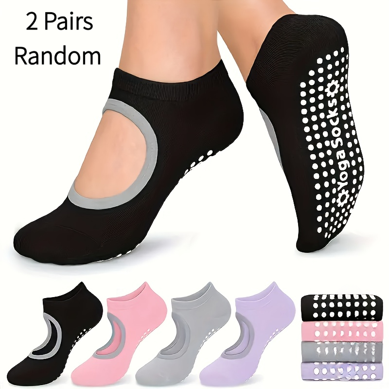 TEMU Random Women's Non-slip For Yoga Socks Suitable For Yoga, Gym, Pilates & Weightlifting - Open-toe Design With Silicone Sole Grip, All-athletic