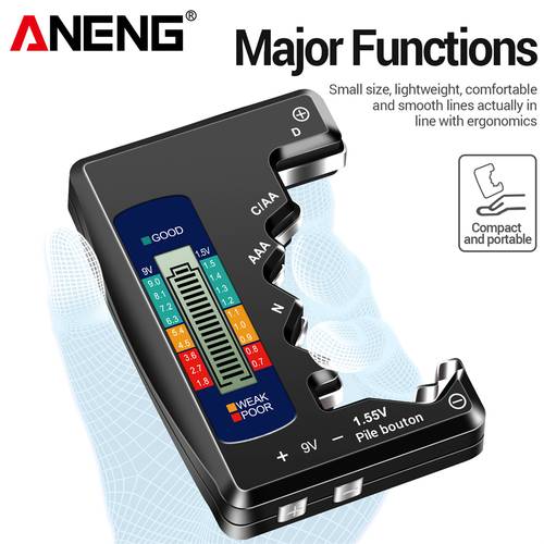digital lithium battery tester universal aa aaa d n 9v 1 55v capacity checker with load analyzer results good weak for use battery tester professional battery tester userfriendly interface durable construction