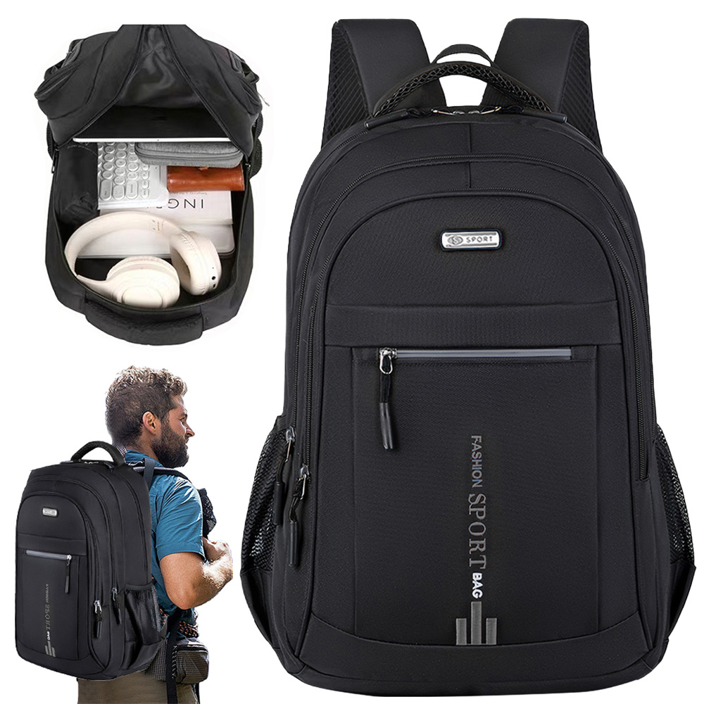 Large-capacity Backpack | Juksun Preppy Style With Laptop Compartment, Zipper Closure, Adjustable Shoulder Strap, Fade Resistant, Nylon For School, Work, Travel