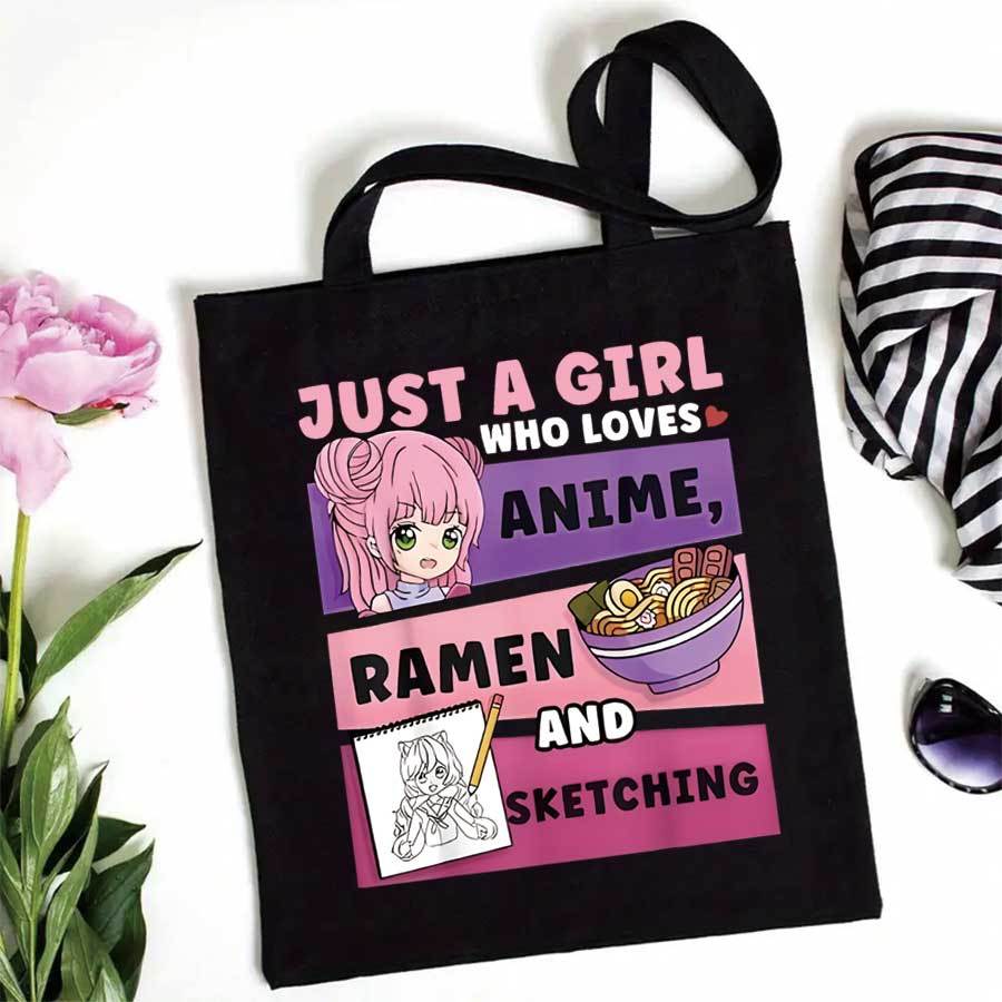E-shop Anime Ra Design – Große, langlebige Handtasche mit „Just a Who Anime, Ra & Sketching“ Kunstdruck – für Anime-Fans, Geburtstag, Weihnachten,