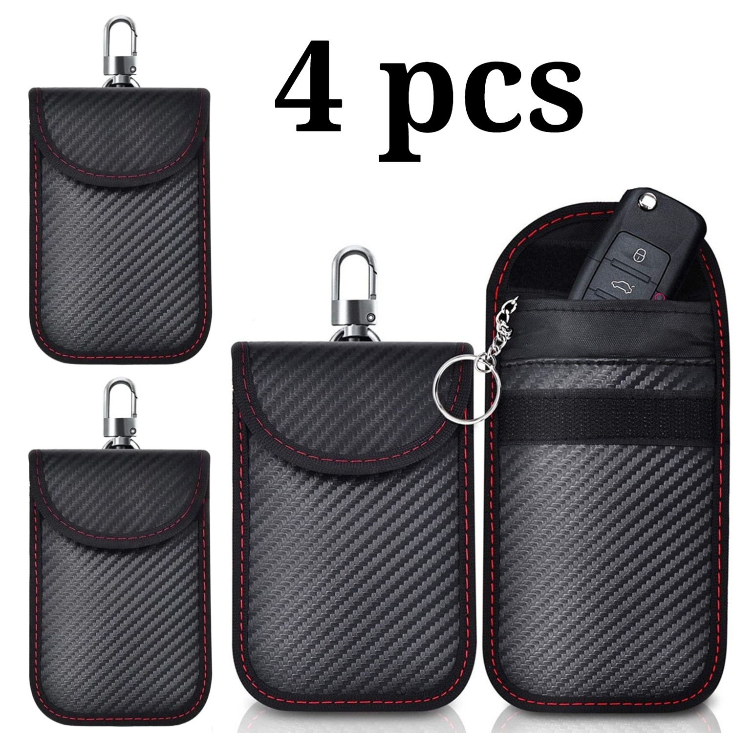 TEMU 4pcs Car Key Blocking Case, Anti-skimming Rfid Protection, Blocks Radio Frequency Signal Scanning, Faraday Car Key Pouch, Rfid Signal Blocking