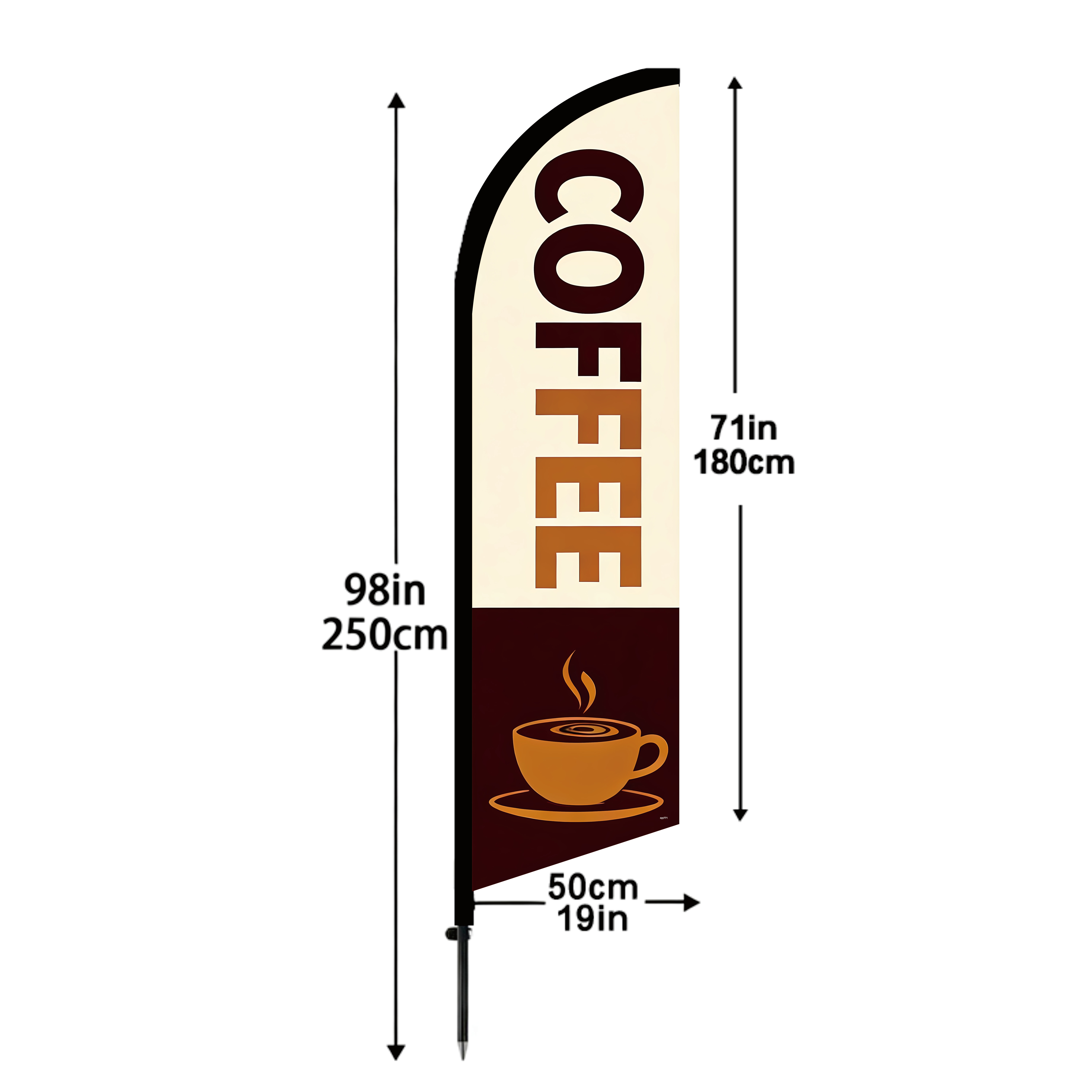 TEMU Coffee Shop Feather Flag, 6.5 Feet High Without Pole, Matte Fabric, Dual-sided Easy Retro Commercial Style, And For Outdoor Use, Wind-resistant
