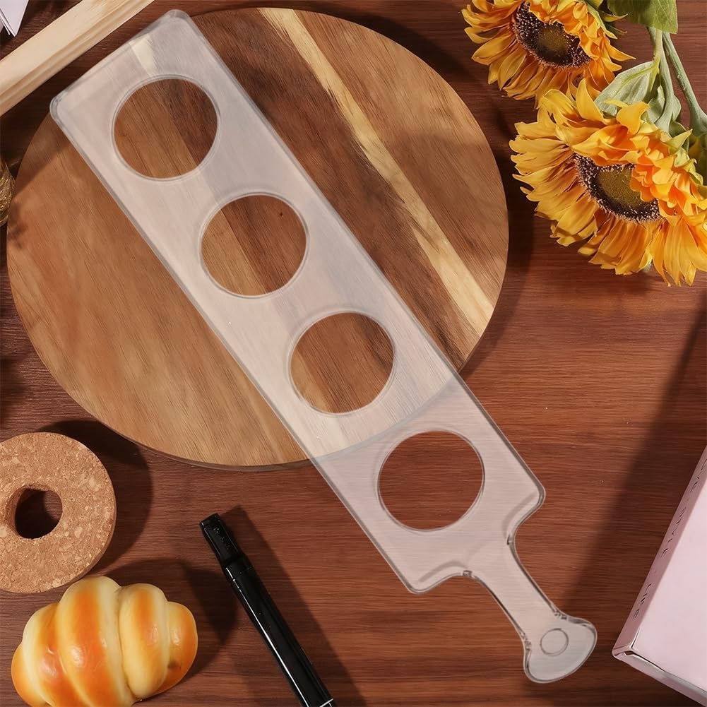 TEMU 1pc Transparent Acrylic 4-hole Serving Plate Template With Handle - Suitable For Woodworking & Craft Diy Tool, Handmade Wood Tray Carving Mold,