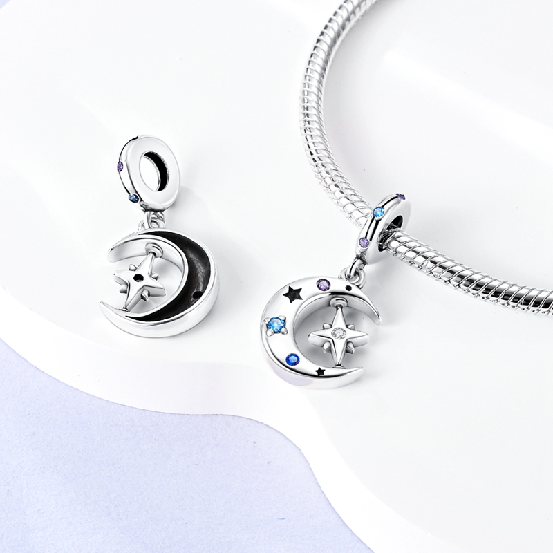 Rotating Star and Pendant, 925 Silver Charm