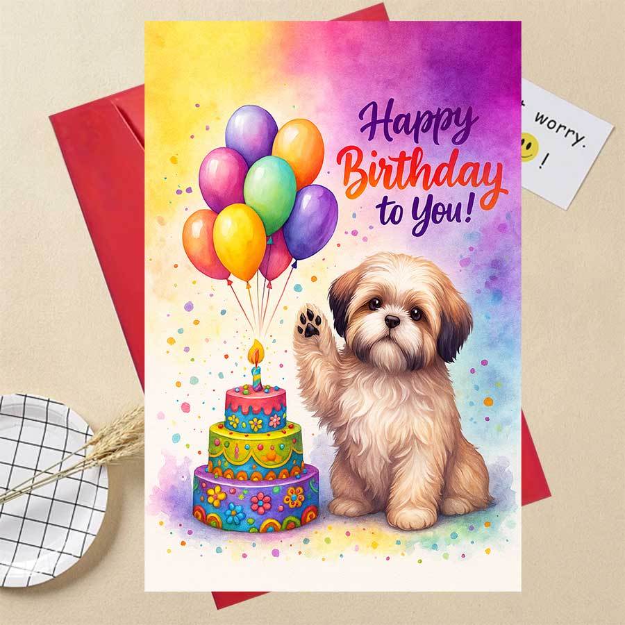 TEMU A Birthday Card Featuring A Cute Puppy, With And A Cake, Perfect For Dog Lovers And Pet Owners To Special Birthdays And Occasions
