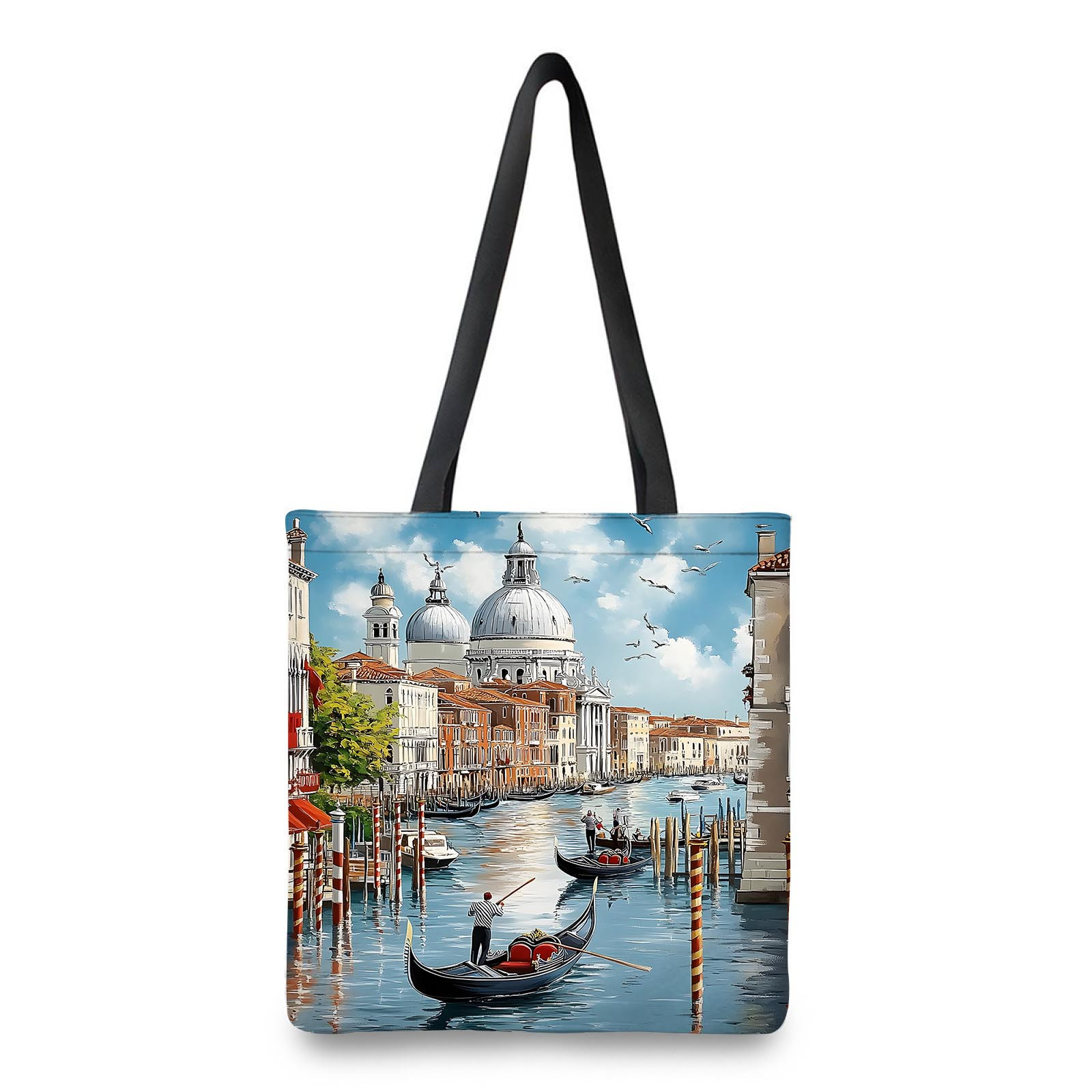 

1pc Grand Canal Gondola Scene Tote Bag & Shopping Bag- Spacious Interior With Room For , A Twist, And Activities - Sturdy And Shopping Companion For Daily Use