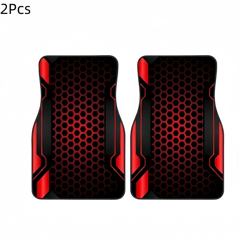 TEMU 2pcs Sporty Print Car Floor Mats, Universal Automotive Interior Mats, Durable, Suitable For All Types Of Sedans And Suv Models, Car Decorative