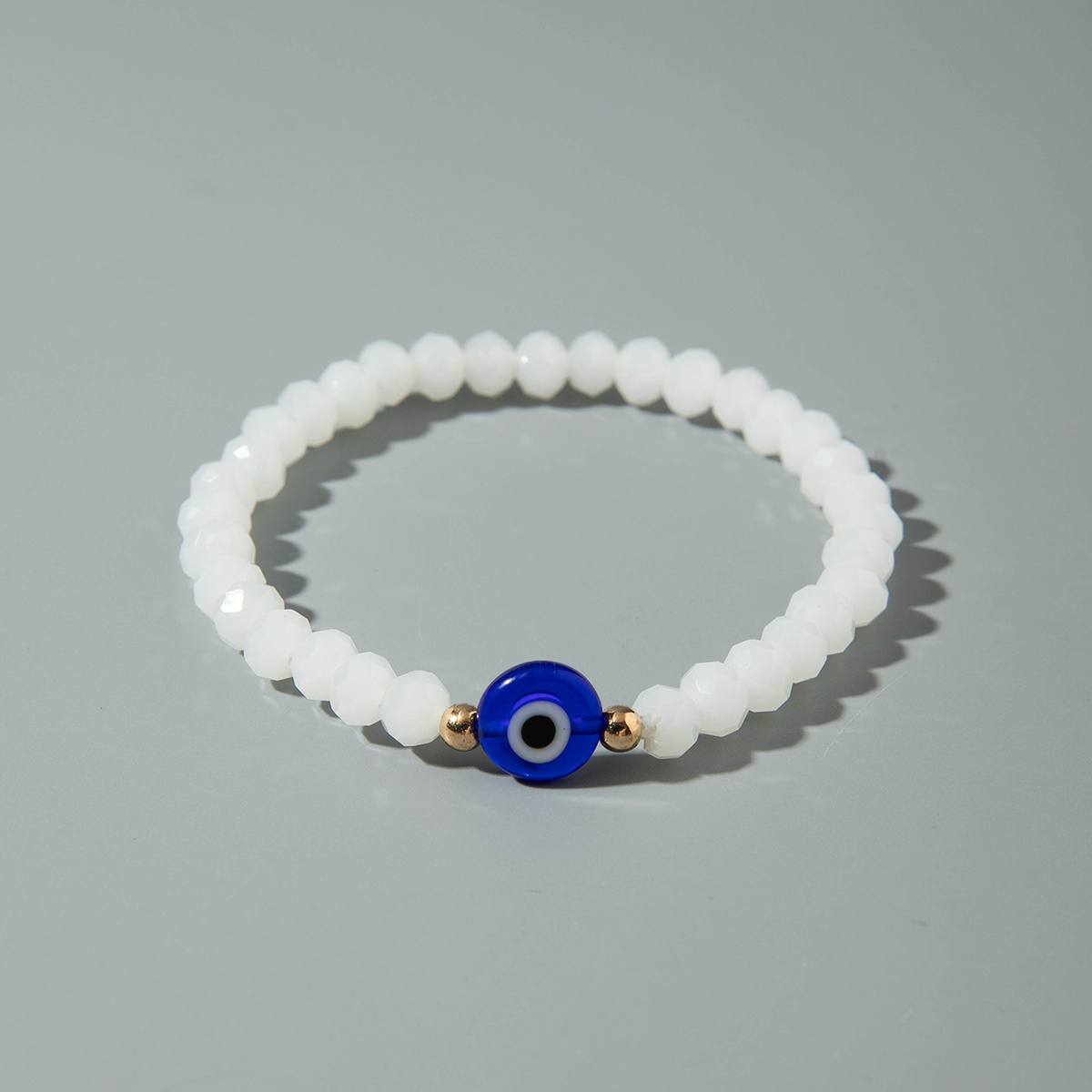 6pcs Women's Glass Devil's Eye Bracelet Set, Stackable Bead Bracelets