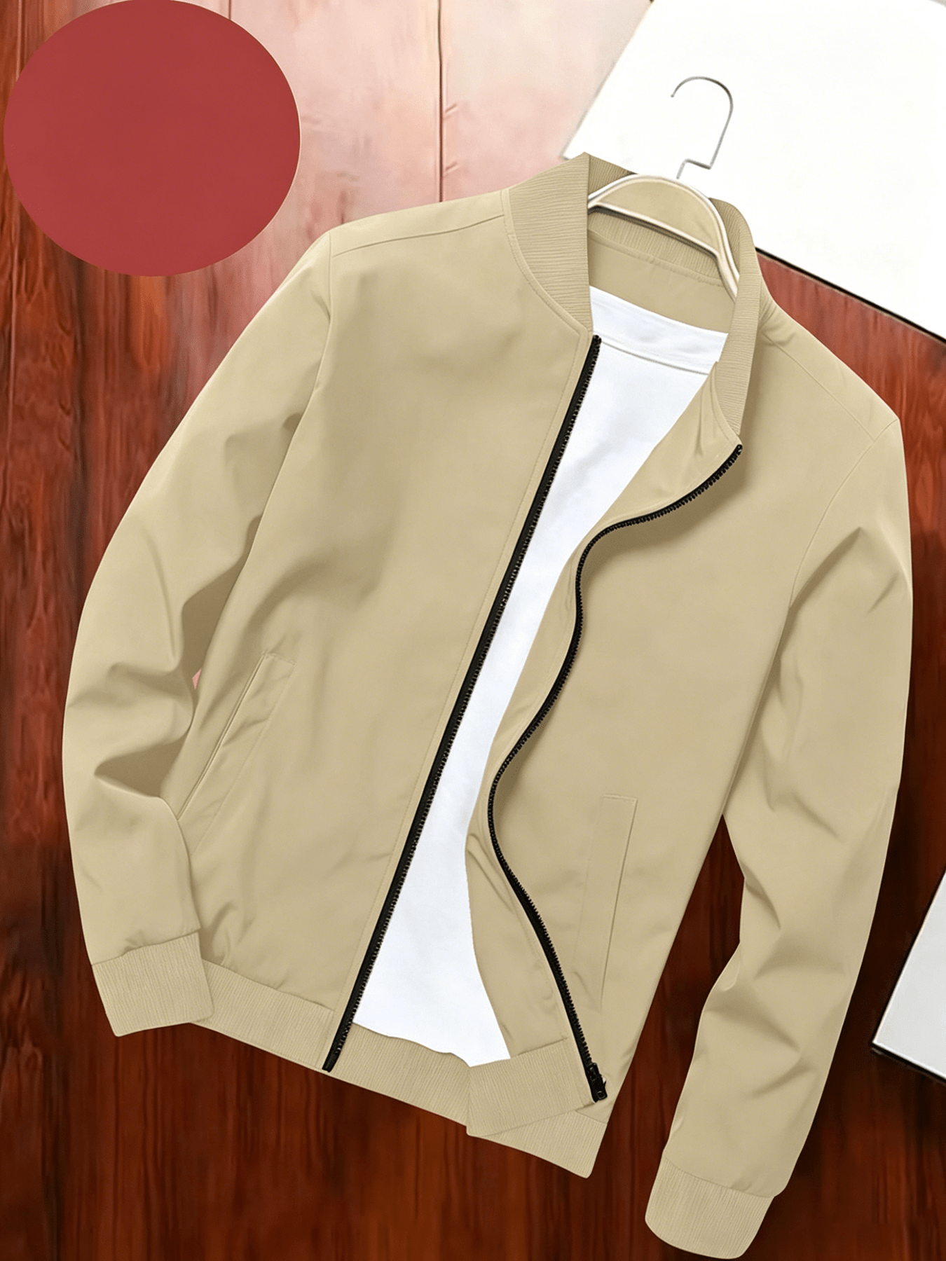 mens fashionable casual jacket with a stand up collar   fit   zip up autumn winter outerwear with pockets slightly stretchy trendy and fashionable
