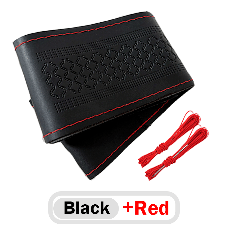 TEMU 1pc Hand-stitched Steering Wheel Cover - Anti-slip Grip, Fits 15 Inches (38cm) Steering Wheel, Thickened Heavy Stitching, Car Interior Upgrade