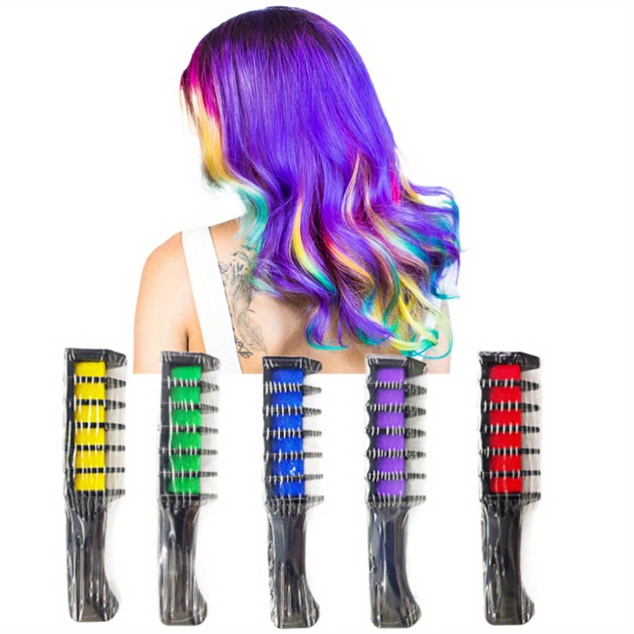 1pc mini temporary hair dye comb with plastic brush bristles random handle multi color for diy semi permanent hair chalk temporary color for women men holiday parties washable hair color Product details 0