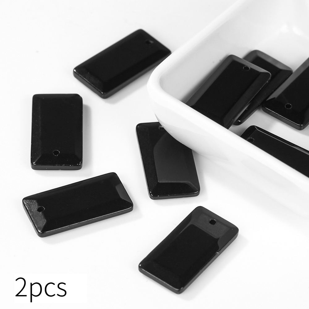 TEMU 2pcs 13x25mm Natural Stone Square Pendant Faced Stone Beads Suitable For Diy Necklace Jewelry Pendant