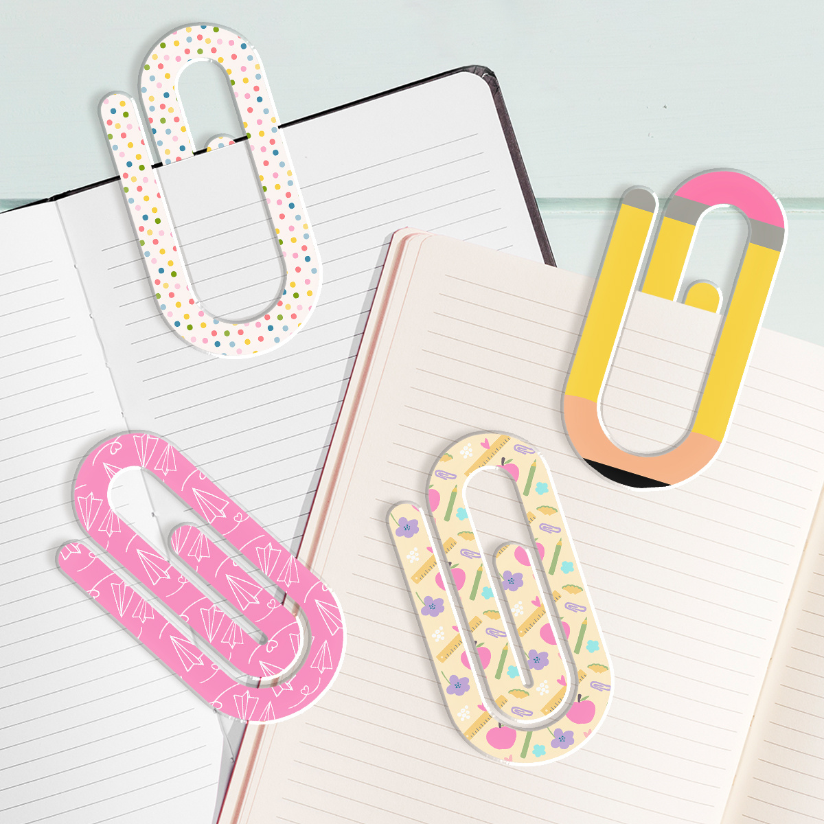 TEMU 2d Flat, 4pcs Enormous Paper Clips, Suitable For Back-to-school Gifts, Teacher Appreciation Gifts, Office And Study Supplies For Book Lovers,