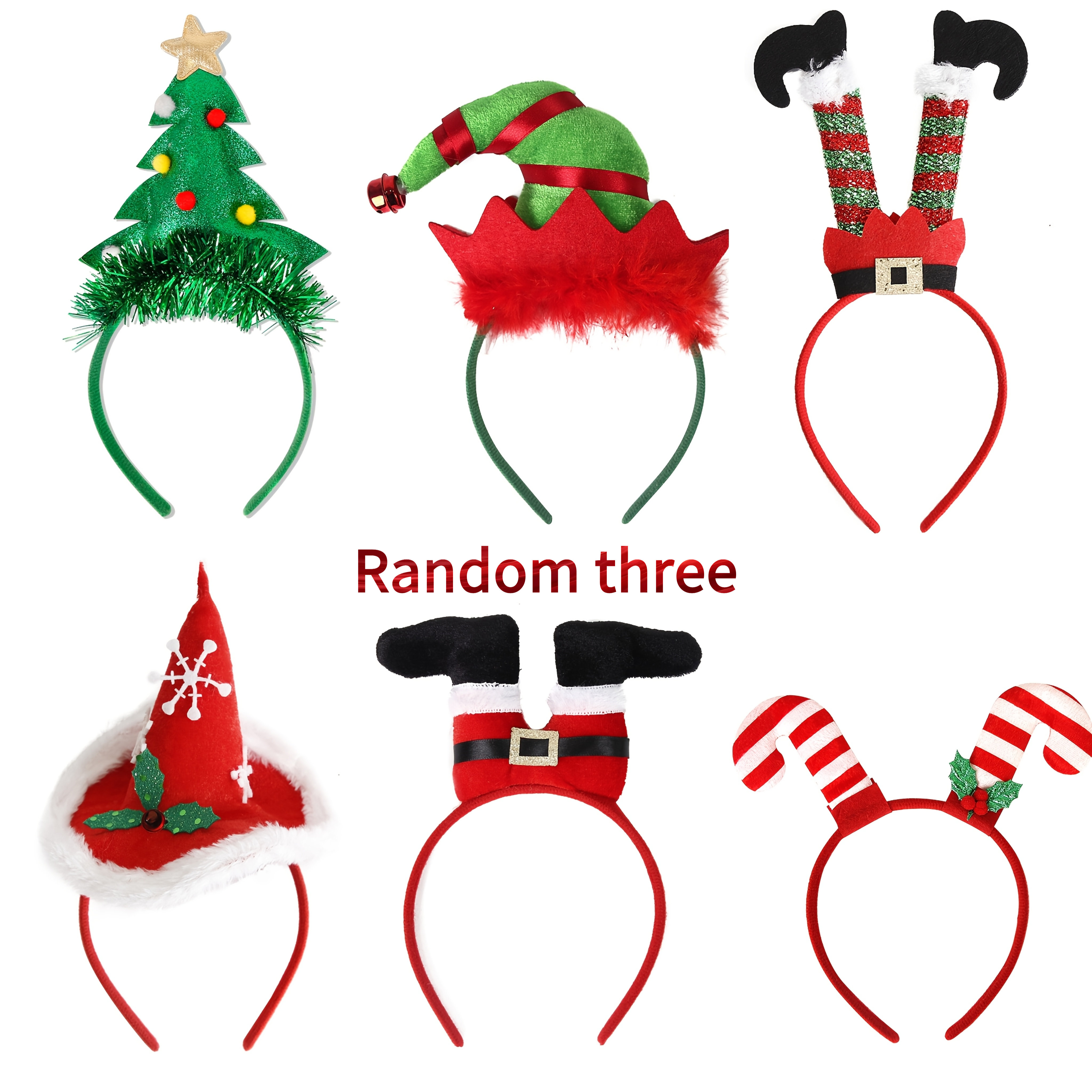TEMU Christmas Headpieces - Featuring Christmas Trees And Santa Claus Designs, Christmas Parties. Birthday Party Photo Booth Props For Christmas, New