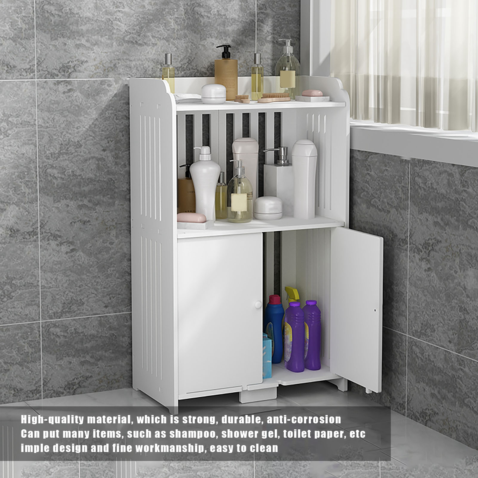 

Ywbl-wh Double Bathroom , Multipurpose Rectangle Organizer , Non-waterproof Freestanding Cupboard For , Box, , For