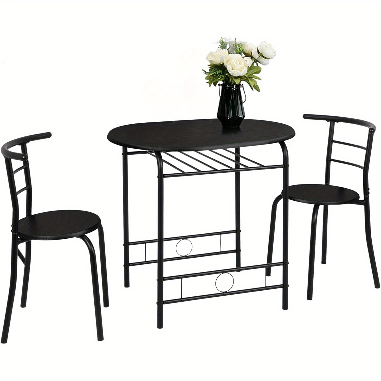 TEMU Bonnlo 3pcs Dining Set, Small Kitchen Table Set For 2, Breakfast Table Set, Kitchen Wooden Table And 2 Chairs For Small Space/ Dining Room/ Apartment/ Living Room/ Home Decor, Metal Frame Rack