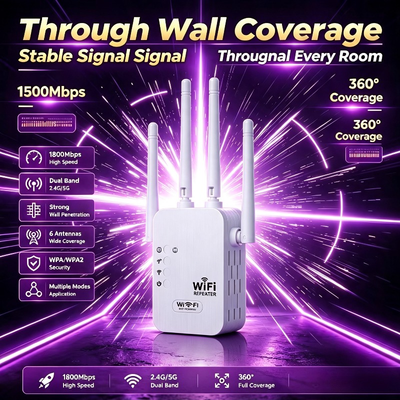 Image of 2pcs Wifi 4 Repeaters, 1800mbps Wifi Range Extenders With Ethernet Port, Wall-mount Wireless Adapters For Home And Office Full Network Coverage