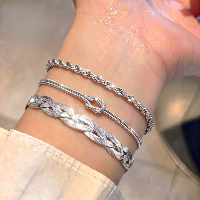 TEMU 3pcs Set Of Women's High-quality Bracelets, Waterproof And Fade-resistant Jewelry, Fashionable And Elegant Additions, Ideal For Daily Wear,