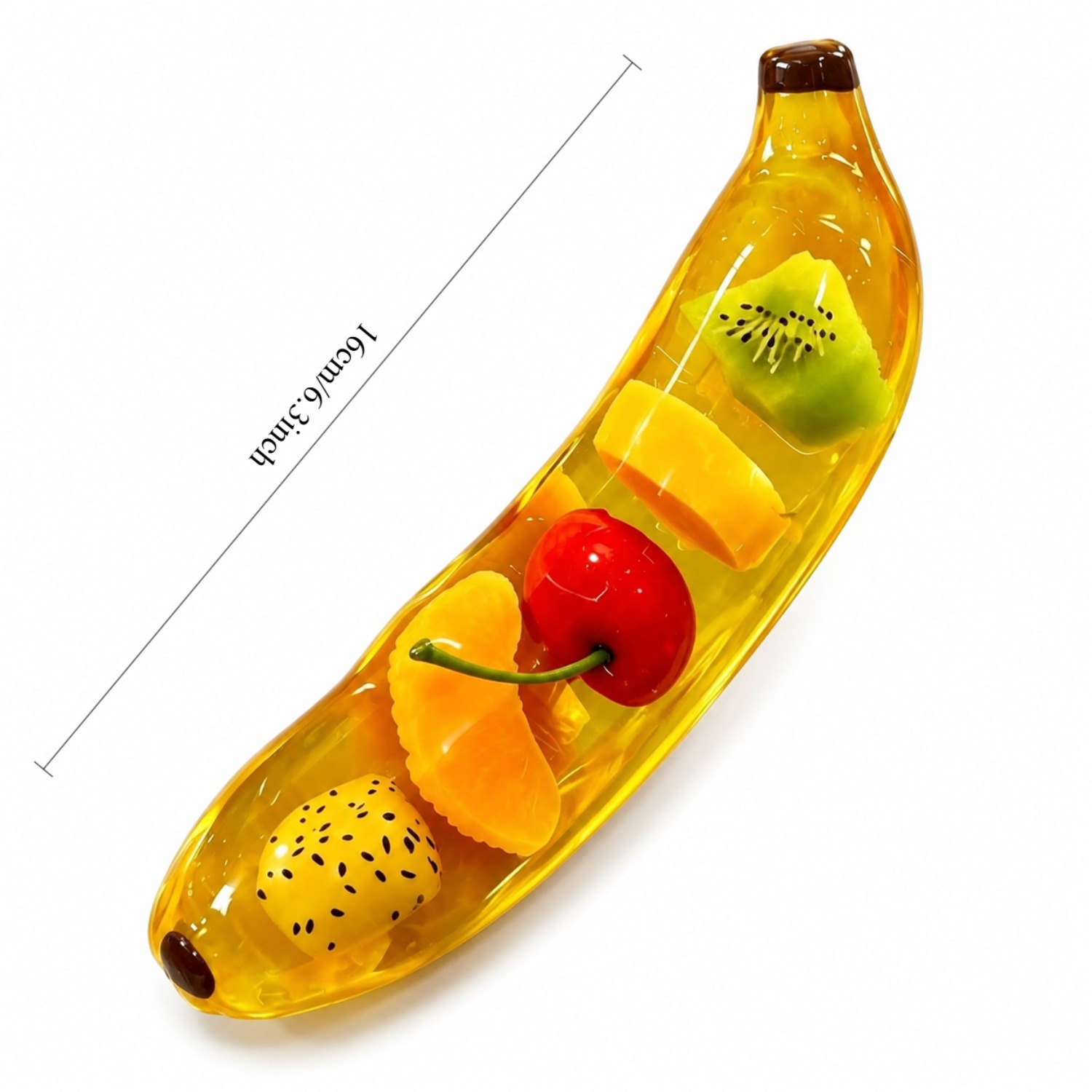 TEMU 1pc Fruit-filled Banana Toy, Soft Stretchy Sensory Squeeze Fidget Toy For Relax, Cute Transparent Gel Desk Toy, Fun Birthday Gift For Kids &