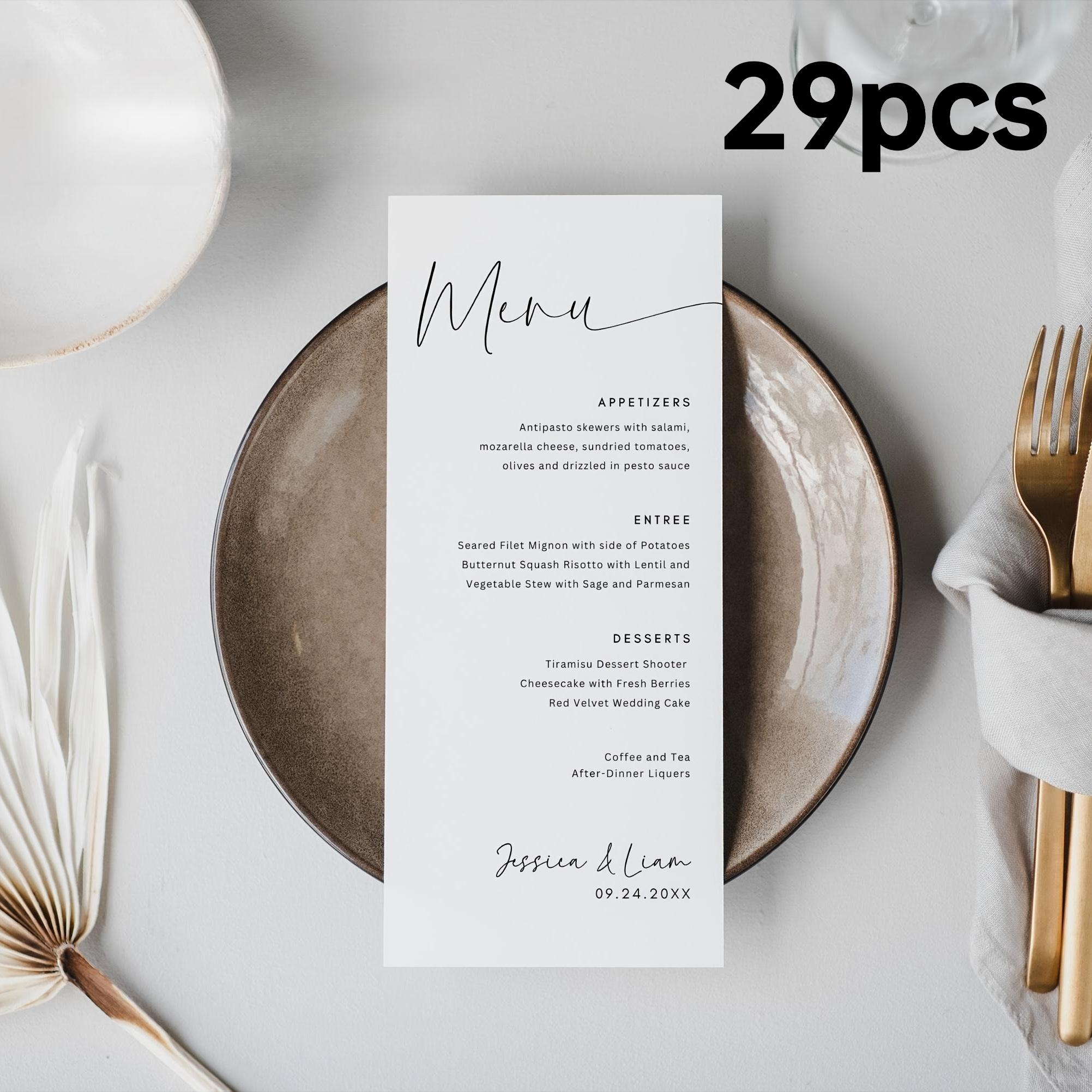 TEMU Personalized Cards - Customizable With Name/date/text, Ideal For Weddings, Birthdays, Baptisms - Elegant Paper Table Menu Templates, Includes