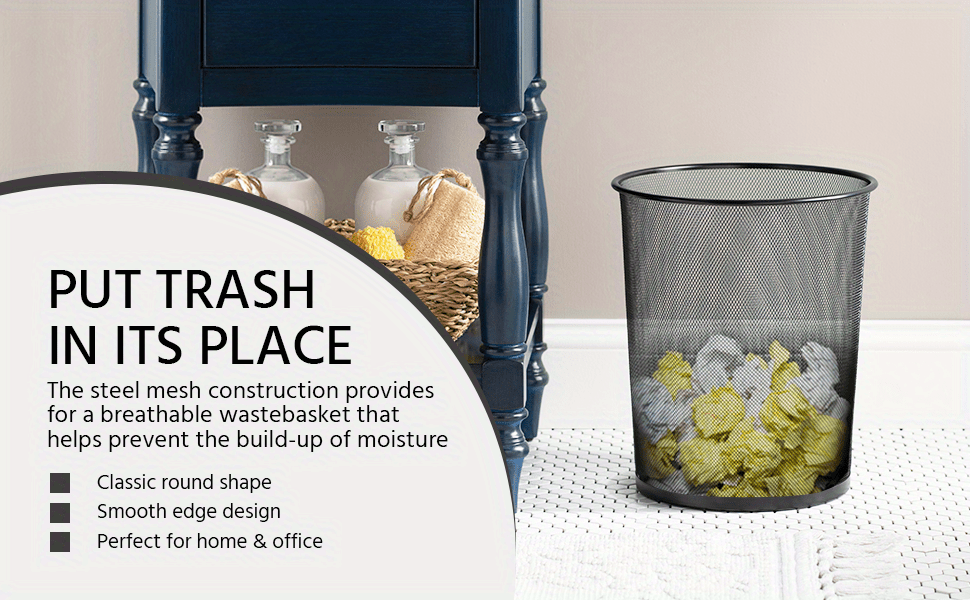 pack of 2 reinford   4 gallon metal wire mesh trash bins open top breathable design lightweight   waste baskets for home office kitchen dorm Product details 7