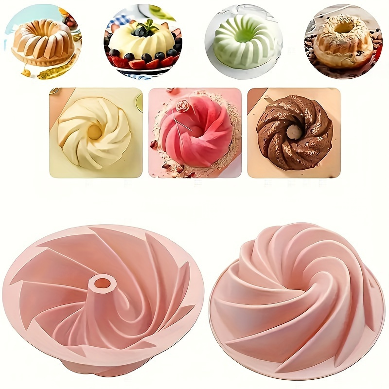 

1pc Nonstick Silicone Pan With Spiral Design - Versatile Fluted Mold For Gelatinas, Jelly, - Ideal For Birthday Parties And Baking Enthusiasts, Silicone Cake Pan