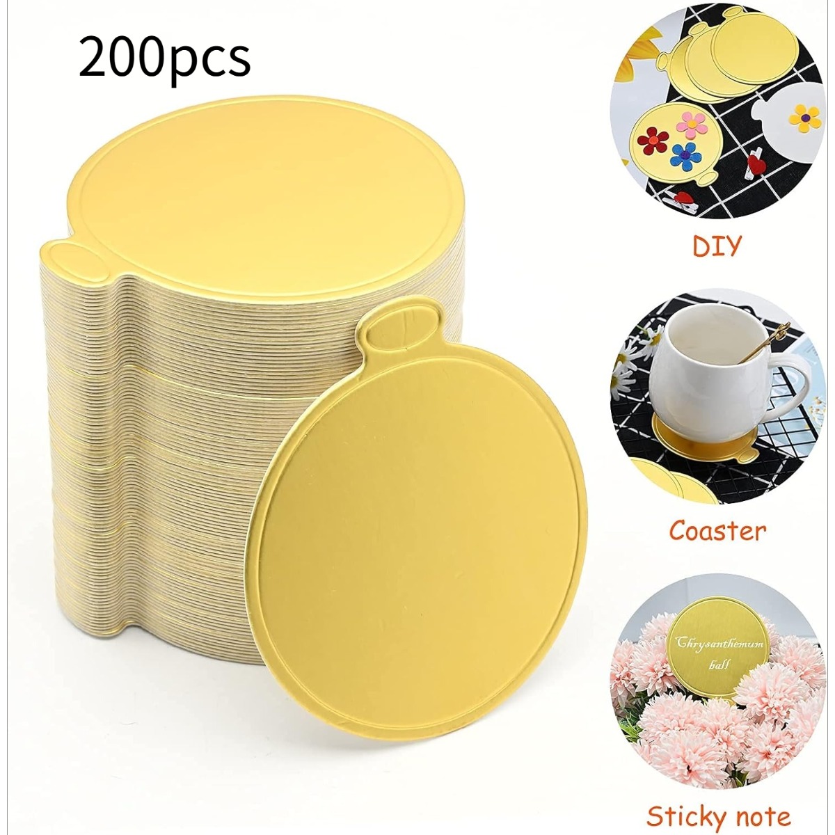 Image of 200pcs Mousse Boards, Mini Cheesecake Disposable Boards Cardboard Cake Bases Dessert Trays For Display Wedding Birthday Party Cake Pastry Decoration (round), Halloween, Christmas
