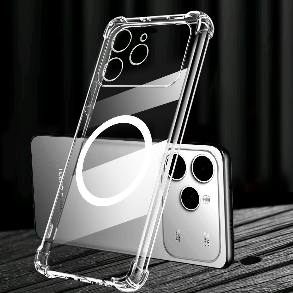 TEMU Funda para teléfono: Compatible con Tecno Spark 40 Pro / 40 5G / 40 Pro+ / Spark 40 Pro Plus, funda magnética transparente a prueba de caídas en