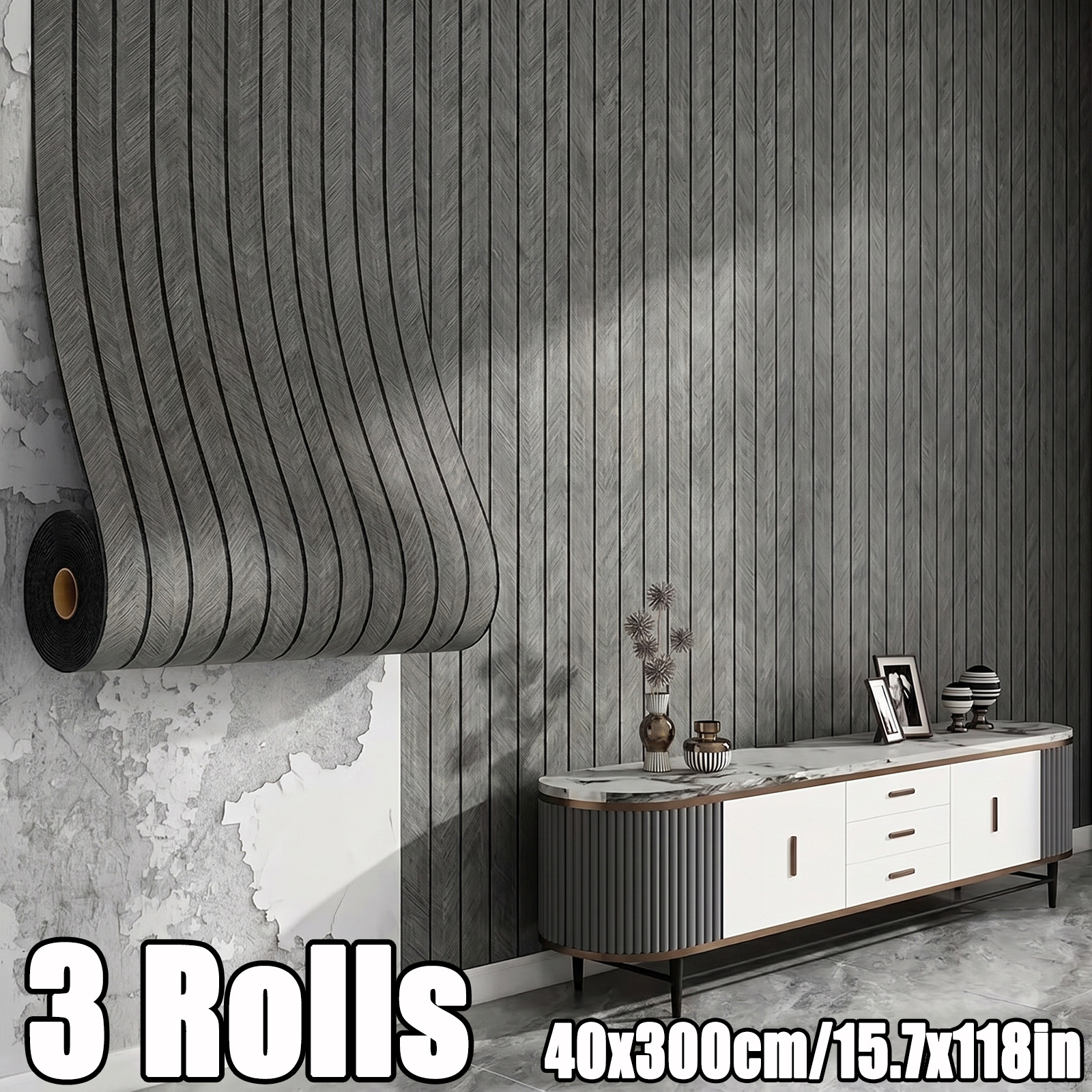 3/6rolls Self-adhesive 3d Slat Wall Panels, Thick Non-deformable Wood Grain Stickers, Waterproof Easy-install Decor For Home Waterproof & Oil-proof Wall Stickers, Home Decor Wall Decals, Renovation