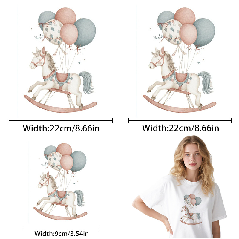 TEMU 3pcs Of High-definition Heat Transfer Stickers, Iron-on Patches, Featuring Easy Designs Of A And Balloons, With Seamless Application, High Tear