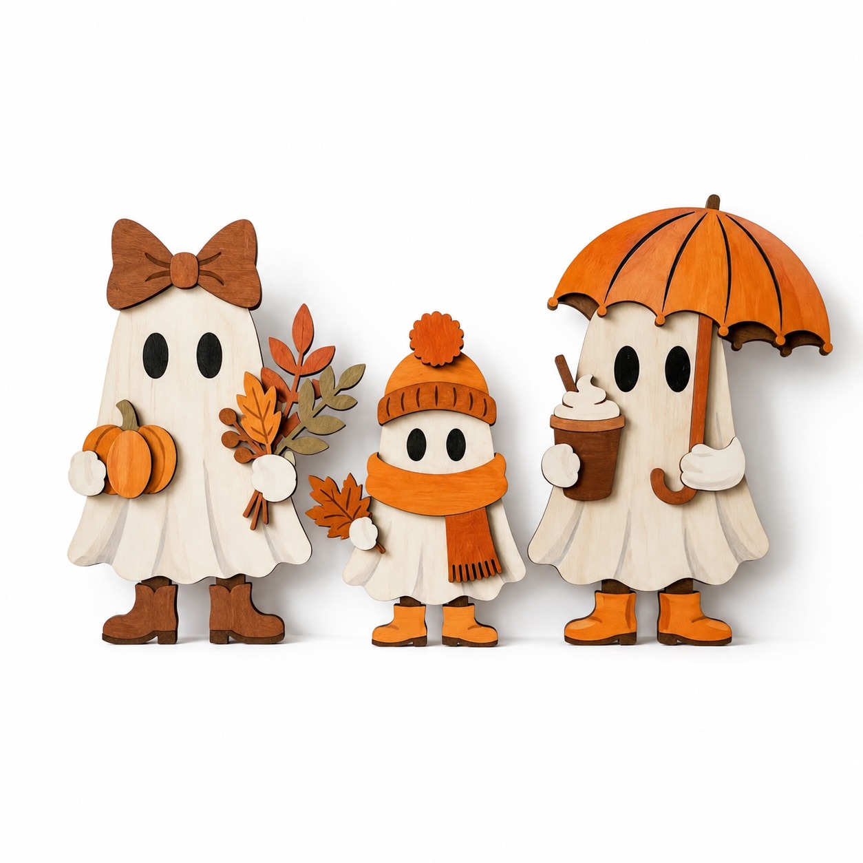 TEMU 3pcs Cute Fall Wooden Tabletop Signs, Layered Wood Family With Pumpkin Maple Latte Umbrella, Farmhouse Autumn Tiered Tray Decor Thanksgiving
