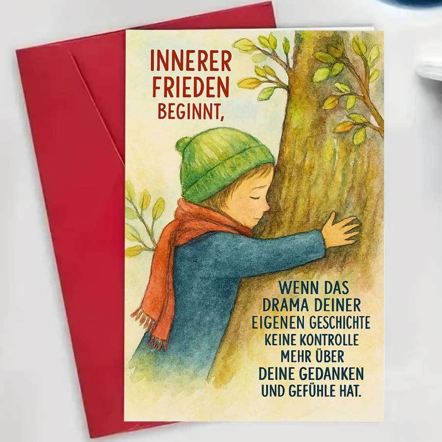 E-shop Eine Einzelne Friedens- und Achtsamkeits-Grußkarte mit einem beruhigenden Baumdesign, ideal für Freunde und Familie, die nach Ruhe und