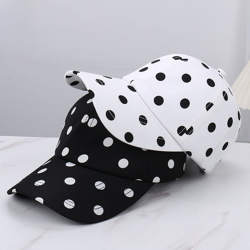 TEMU 2pcs 2026 Spring And Summer New Polka Dot Baseball Women's Large Head Face Hat Versatile Fashion Black And White Hats