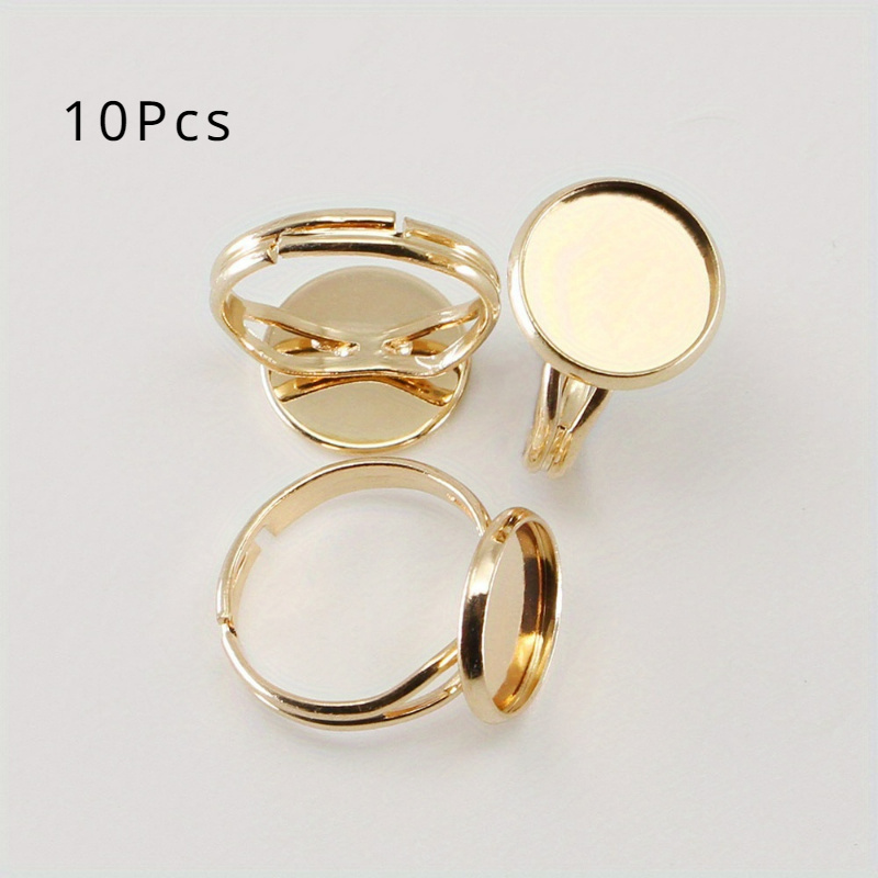 10pcs/bag Diameter 12mm Metal Adjustable Blank Embossed Set Ring Tray Jewelry Making Jewelry Making Additions