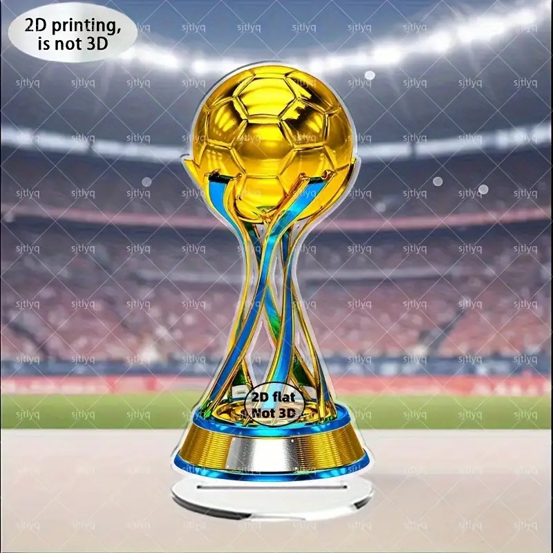 TEMU 2d Flat Acrylic 2d Plane Printed Football Trophy Ornament - Dot Decoration, Acrylic Material Home/office Decor, Fan Gift, Sports Theme