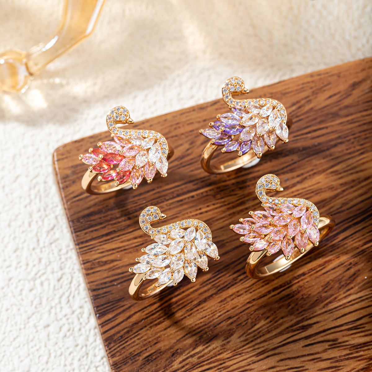 Women's Elegant Swan Ring, Plated Jewelry Gift