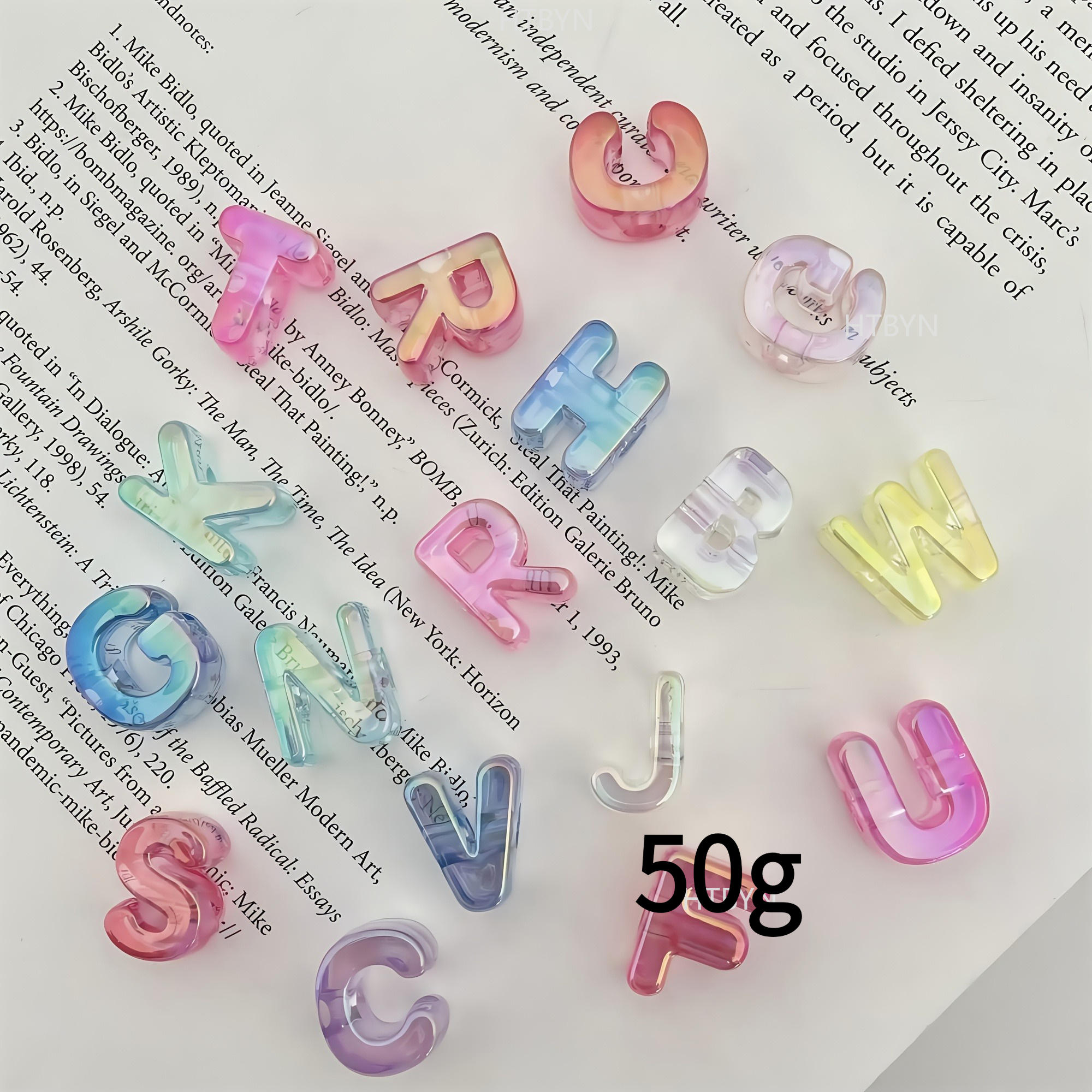 TEMU 50/110g - Coated Transparent Large Hole Letter Beads - Mixed Colors For Crafting, Includes Z Letters And Numbers 3d Round Beads, Packaging And