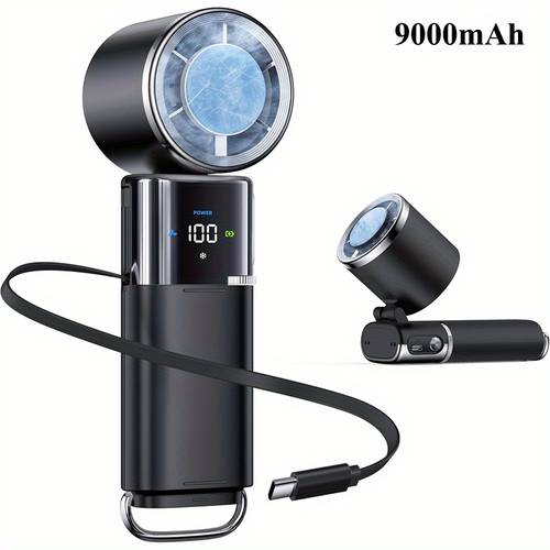 portable handheld fan with ice cooling dual charging type c cable 100 120 flexible built in ice cooler for instant cooling for use for gym office camping ideal