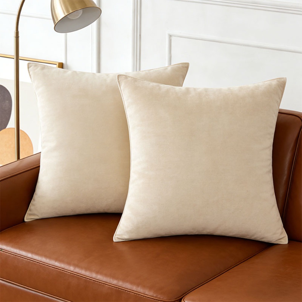 Set Of 2pcs Pillow Covers 18x18 Inch Throw Pillow Cases No Pattern, Pillowcase Couch Decorative Pillows Cover For Living Room Bed Couch Sofa Chair Aesthetic Home Decor