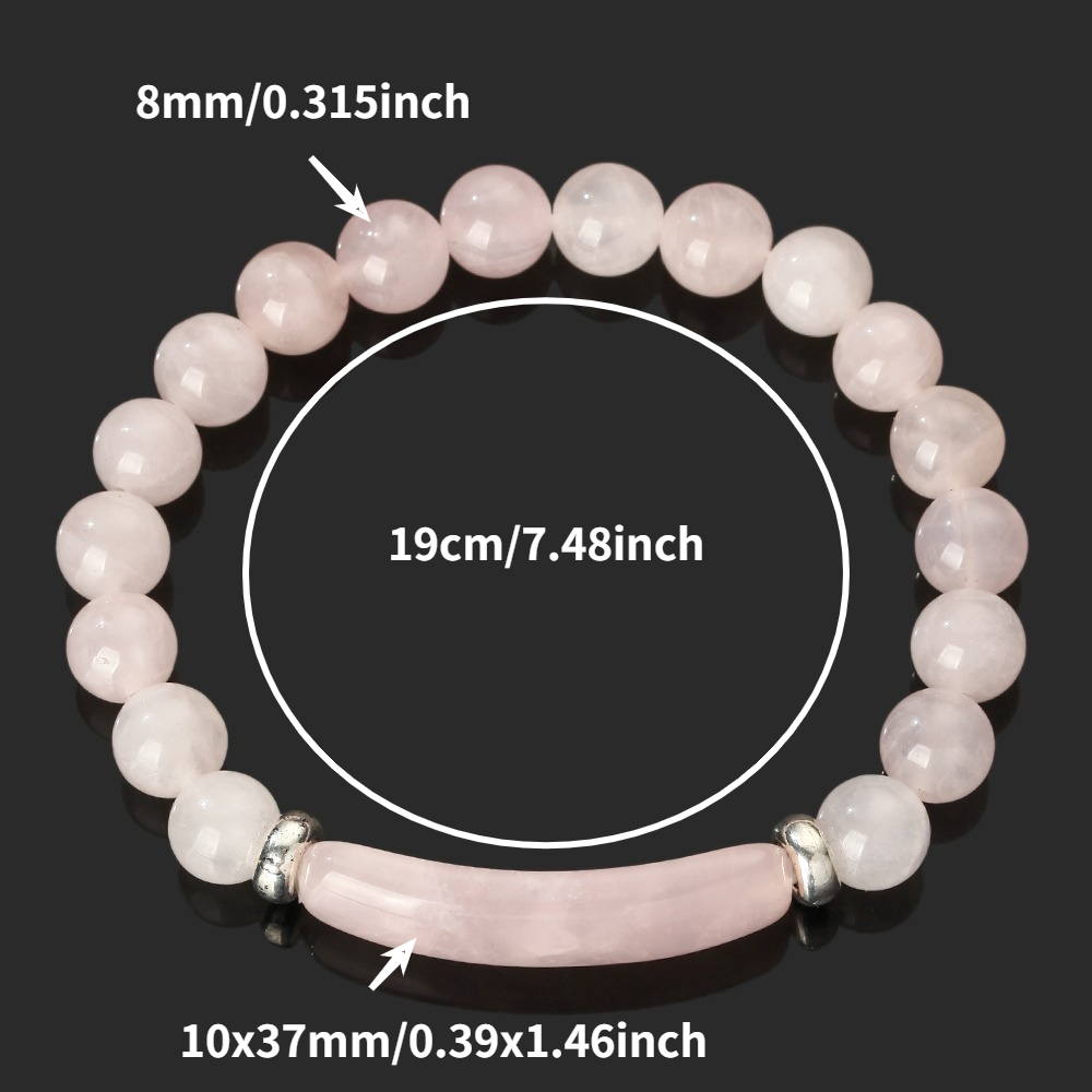 TEMU 1pc Quartz Beaded Bracelet For Women Men, Elastic Stretch Bracelet With Silvery Charms, Crystal Wristband