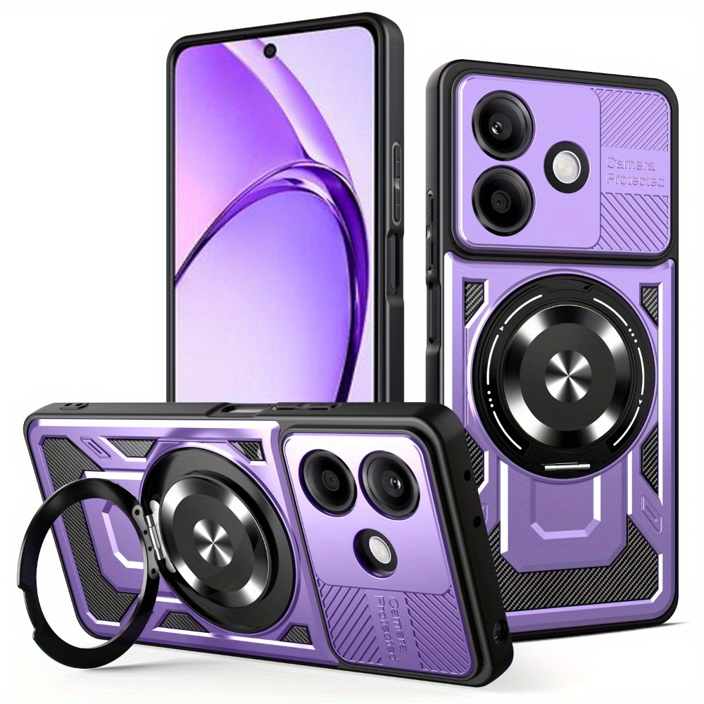 TEMU Phone Case - Suitable For Oppo A5pro Bracket Car Magnetic Bracket Matte Texture Shockproof Phone Case